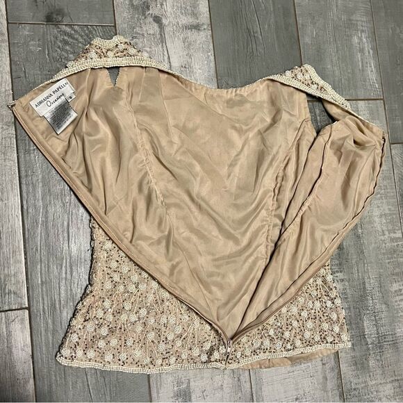Vtg Adrianna Pappel Evening Silk Beaded Embroidered Pearl Sleeveless Top S - Picture 14 of 16
